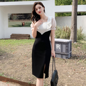 RM18324#夏季新款拼接女神气质名媛显瘦拼接连衣裙