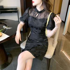 RM7180#夏季新款复古改良旗袍名媛气质短款连衣裙