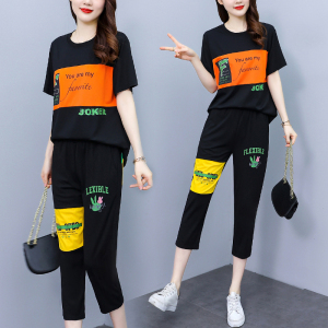 TR22745# 大码休闲运动套装女夏季新款韩版减龄宽松时尚洋气短袖T恤两件套 服装批发女装服饰货源