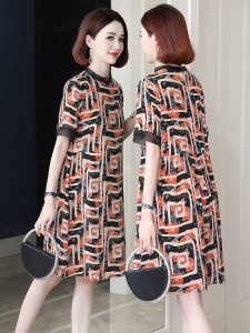 TR38415# 连衣裙女小个子高端印花气质韩版裙子夏季 服装批发女装批发服饰货源