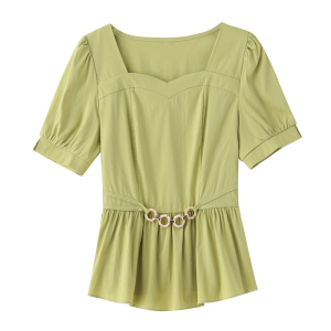 RM8145#夏季新款短袖收腰显瘦上衣女士别致洋气时尚百搭小衫