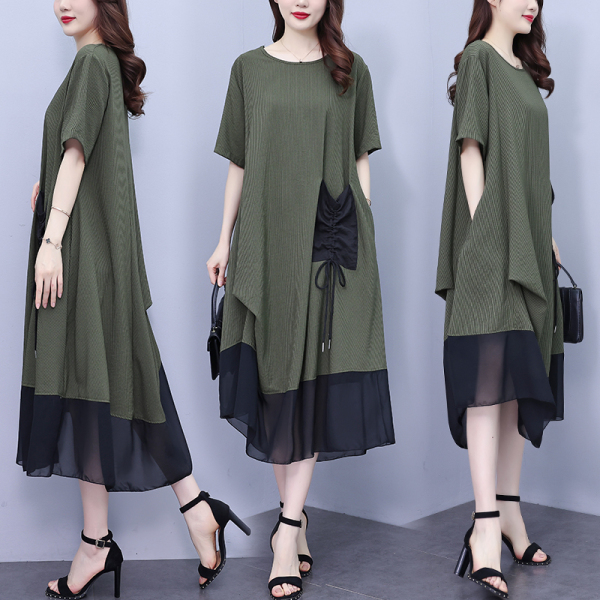 RM7897#大码女装2023夏季新款时尚宽松显瘦连衣裙减龄遮肚子气质裙子