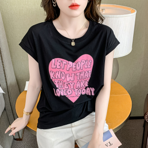 TR23020# 夏季新款纯棉印花洋气百搭短袖T恤女宽松半袖上衣潮 服装批发女装服饰货源