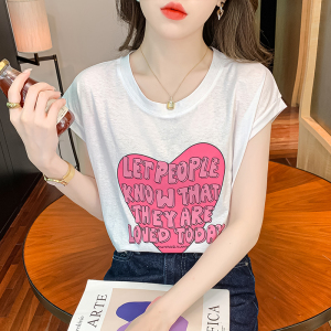 TR23020# 夏季新款纯棉印花洋气百搭短袖T恤女宽松半袖上衣潮 服装批发女装服饰货源