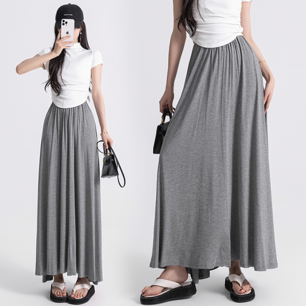 RM7468#夏季新款法式气质高腰纯色莫代尔中长款垂坠感半身裙女