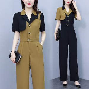 RM7358#春夏夏季新款套装大码女装时尚减龄短袖连体9分裤套装