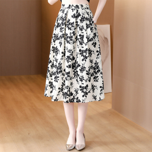 TR24732# 夏季新款时尚套装女气质圆领短袖上衣水墨画印花半身裙