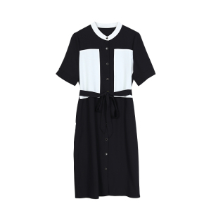 RM9657#夏季新款小香风黑色连衣裙拼接名媛气质收腰显瘦裙子