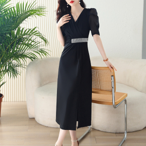RM8308#赫本风法式连衣裙包臀新款女修身高端气质洋气黑色裙子