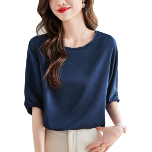 RM15371#高端韩国丝2023夏季新款设计感圆领蝙蝠袖套头中袖T恤上衣