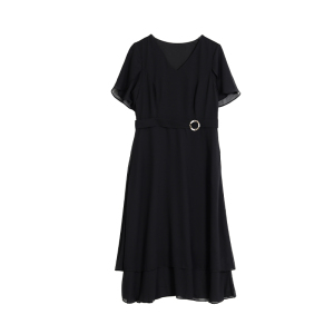 RM9672#夏装新款大码女装气质V领胖妹妹雪纺时尚连衣裙
