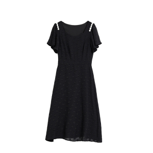 RM9671#夏装新款大码女装减龄提花连衣裙胖妹妹方领气质裙子
