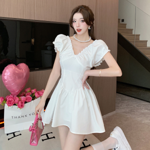 2023 Summer New French Dress Women's Pleated Waist Show Thin and Sweet Fairy Princess Dress