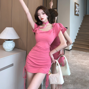Pure Desire~Sexy Spicy Girl Hanging Neck Slim Fit Slim Wrapped Hip Dress