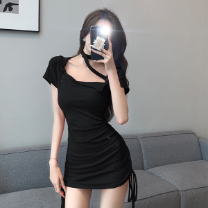 Pure Desire~Sexy Spicy Girl Hanging Neck Slim Fit Slim Wrapped Hip Dress