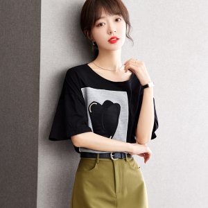 RM20999#韩版小众爱心拼接纯棉T恤上衣女设计感短袖夏装