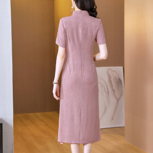 TR45992# 新款 提花刺绣钉珠压褶 改良旗袍礼服连衣裙喜敬酒服 礼服批发