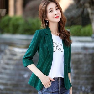 RM15745#条纹西装外套女小个子 新款韩版时尚休闲短款西服薄上衣