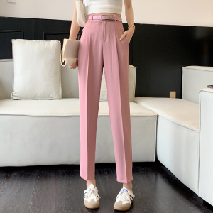 RM9331#夏高品质高腰白色休闲西装九分裤裤女韩版纯色锥型