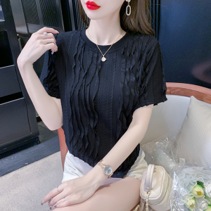 RM16345#女装不规则简约T恤休闲显瘦纯色短袖夏季甜美女装上衣