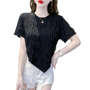 RM16345#女装不规则简约T恤休闲显瘦纯色短袖夏季甜美女装上衣