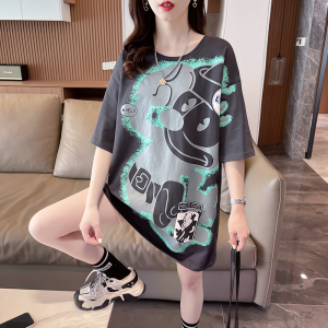 RM7573#棉质夏季短袖T恤女爆款减龄小清新慵懒风上衣