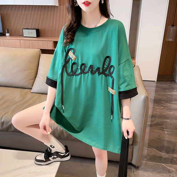 RM7575#棉质夏季短袖T恤女爆款减龄小清新慵懒风上衣