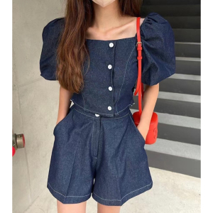 TR30407# 韩国chic 夏季小众牛仔套装