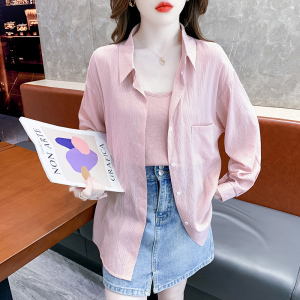 RM19221#夏季防晒新款韩版两件套纯色开衫薄款衬衣+背心吊带上衣