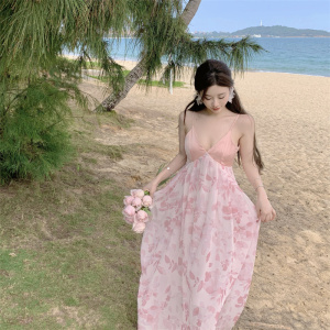 RM20189#云南旅游拍照穿搭女装夏季超仙海边度假露背连衣裙三亚吊带沙滩裙