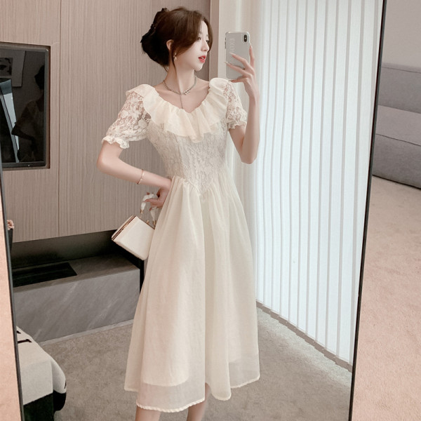 RM9842#新中式设计感连衣裙女2023年夏蕾丝复古气质礼服