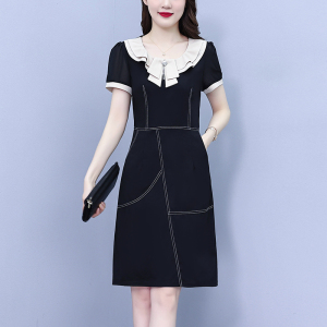RM8190#夏季新款韩版大码女装气质减龄修身显瘦遮肚拼接连衣裙