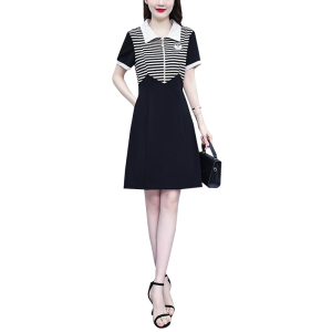 RM19308#大码女装2023夏季新款韩版修身气质减龄遮肚时尚拼接连衣裙