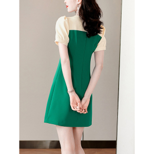 RM8753#夏季新款高级感拼接撞色修身显瘦时尚小个子连衣裙