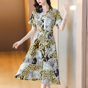 RM11598#夏季新款女装大码洋气减龄高端气质中年妈妈醋酸缎面连衣裙