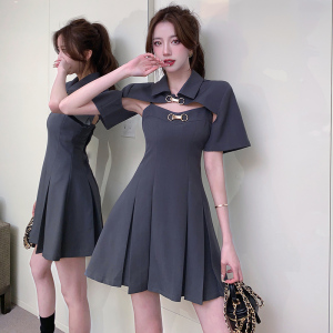 TR22920# +两件套夏季韩版气质显瘦坎肩设计感外套+吊带连衣裙 服装批发女装服饰货源