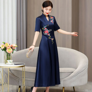 TR29054# 婆婆婚宴装旗袍喜礼服红蓝色高级感结婚连衣裙婚礼高贵 服装批发女装批发服饰货源