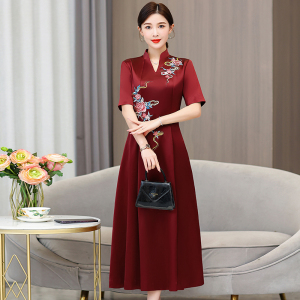 TR29054# 婆婆婚宴装旗袍喜礼服红蓝色高级感结婚连衣裙婚礼高贵 服装批发女装批发服饰货源