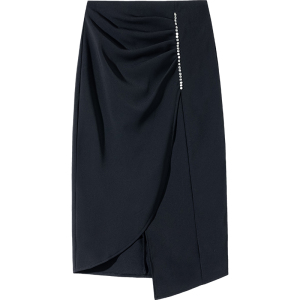 RM10274#中长款不规则半身裙女设计感高腰显瘦包臀裙钉珠开叉一步裙子