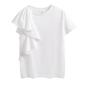 RM11032#短袖t恤小众设计感女装2023新款潮夏季不规则荷叶边气质别致上衣