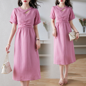 RM7918#夏季新款韩版短袖显瘦设计感复古时尚温柔小众连衣裙