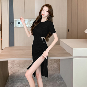 TR25455# 连衣裙夏季新款修身显瘦镂空设计感女人味a字裙子 服装批发女装服饰货源