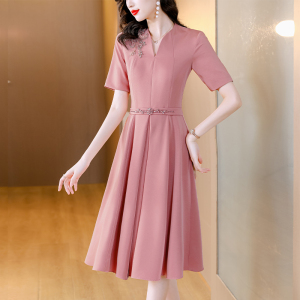 RM9582#新款粉色高端喜婆婆婚宴装礼服高贵洋气夏季连衣裙