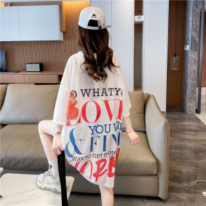 RM8107#涤夏季短袖T恤女爆款减龄慵懒风上衣