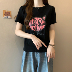 RM8559#短袖t恤女夏季2023新款印花设计感美式修身显瘦上衣女潮