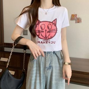 RM8559#短袖t恤女夏季2023新款印花设计感美式修身显瘦上衣女潮