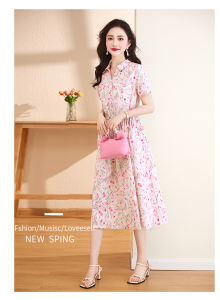 RM7718#短袖连衣裙女夏季2023年新款韩版中长款宽松休闲薄款减龄显瘦裙子