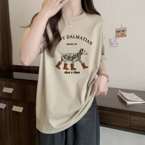 TR28390# 棉精梳纯棉印花夏装短袖T恤女宽松韩版 服装批发女装服饰货源