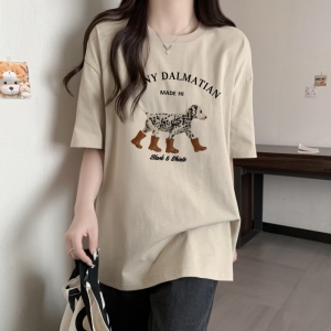 TR28390# 棉精梳纯棉印花夏装短袖T恤女宽松韩版 服装批发女装服饰货源