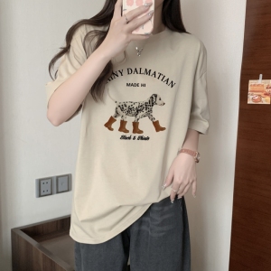 TR28390# 棉精梳纯棉印花夏装短袖T恤女宽松韩版 服装批发女装服饰货源